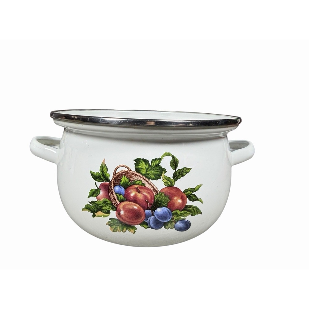 Vintage Enamel Fruit Pot | Farmhouse Cottagecore Rustic Country Kitchen Decor‎